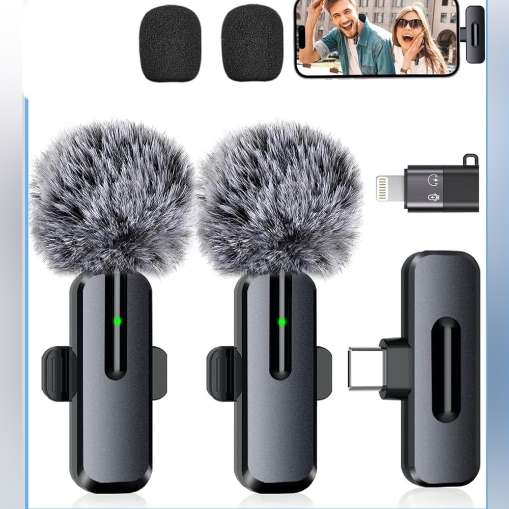 Wireless Lavalier Microphone for iPhone & Android - AI Noise Cancelling new